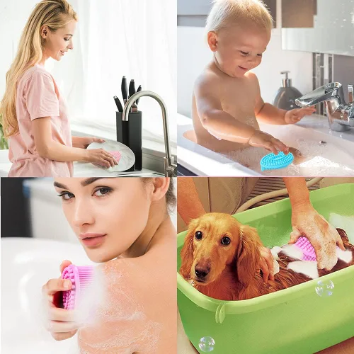 Vista 6 de TDHDIKE Esponja de silicona para el cuerpo, juego de 3 esponjas suaves exfoliantes para baño y ducha, cepillo para niños sensibles, mujeres