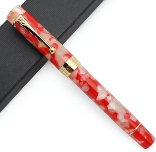 Vista 17 de JINHAO 100 - Pluma estilográfica con convertidor de tinta (punta media, 0.028 in, rojo cereza)
