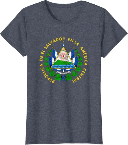 Vista 62 de Escudo de armas de El Salvador Salvadoran Distressed Design T-Shirt