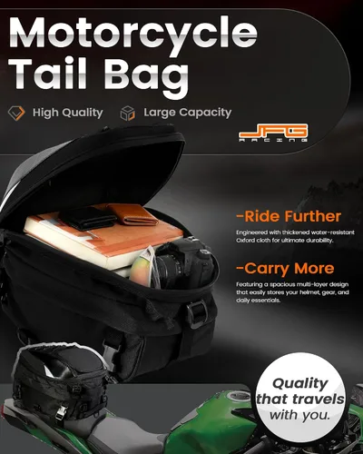 Vista 2 de Bolsa de asiento para motocicleta, doble uso, impermeable, bolsa de almacenamiento, bolsa para guardar el casco