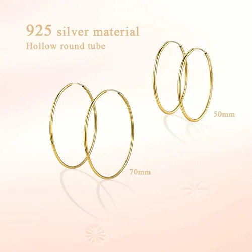 Vista 6 de Silvora Aretes de aro de plata 925 Steling para mujer, aros ligeros y grandes, aretes de aro grandes y gruesos de plata de 0.787 in1.181 in502.756 in