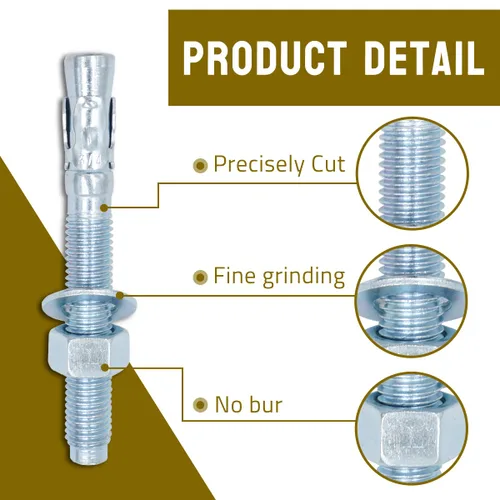 Vista 4 de Anclaje de cuña de 1/2" x 3-3/4", anclajes de hormigón chapados en zinc, sujetadores de pernos de expansión resistentes para ladrillos/bloques