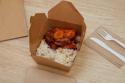 Vista 8 de EcoQuality - Contenedores de comida para llevar de 49 onzas, cajas de papel kraft marrón para llevar, resistentes a fugas y grasa, contenedores