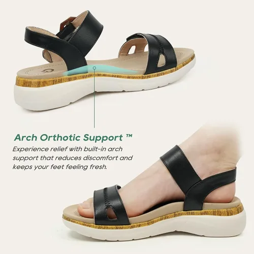 Vista 4 de ORTOREX Sandalias ortopédicas con soporte de arco para mujer, sandalias cómodas para caminar