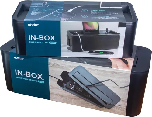 Vista 8 de UT Wire In-Box - Caja de gestión de cables extragrande para protector de sobretensiones en el escritorio, color negro