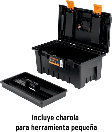 Vista 4 de caja de plástico 22 'compartimentos, naranja