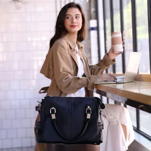 Vista 7 de Kattee Cartera bandolera estilo urbano de cuero para mujer