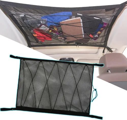 Vista 9 de AUTOXBERT - Bolsillo de red de carga para techo de automóvil, 35 x 26 pulgadas, ajustable, para techo de techo, bolsa de almacenamiento