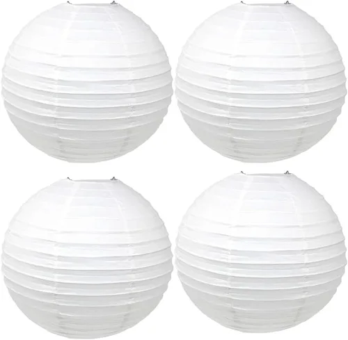 Vista 25 de 4 linternas de papel redondas para lámpara de papel, linternas de papel chinas, japonesas para colgar, para boda, cumpleaños, hogar, fiesta, Negro