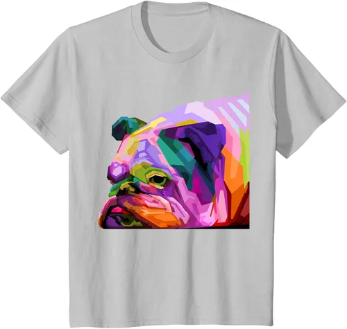 Vista 74 de Camiseta de retrato pop artístico de bulldog británico inglés para dueños de perros, Negro, S