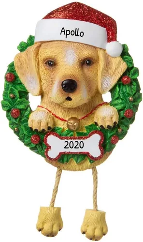 Vista 32 de Adornos de Navidad personalizados para perros 2024 – Corona de perro Beagle Adornos de Navidad para amantes de los perros, adorno de primera Navidad