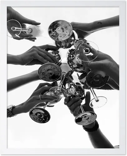 Vista 52 de Monem Art - Póster de mujer en la bañera, estampado de champán vertido, arte con alcohol, arte funky, arte en blanco y negro, arte fotográfico