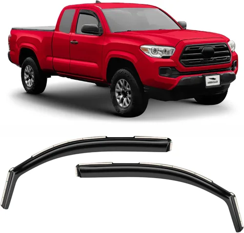 Vista 38 de Voron Glass Protectores de lluvia extra duraderos con cinta adhesiva para Chevrolet (Chevy) Silverado 2500HD/3500HD 2007-2014 cabina extendida Negro