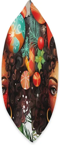 Vista 2 de Black women Christmas ornament melanin curly hair Melanin Christmas Queen Xmas Black Girl Magic Ornament Throw Pillow, 16x16, Multicolor