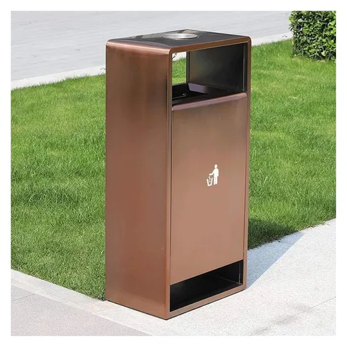 Vista 6 de Botes de basura rectangulares de acero inoxidable para exteriores, papeleras comerciales para centros comerciales, oficinas, hoteles, exteriores