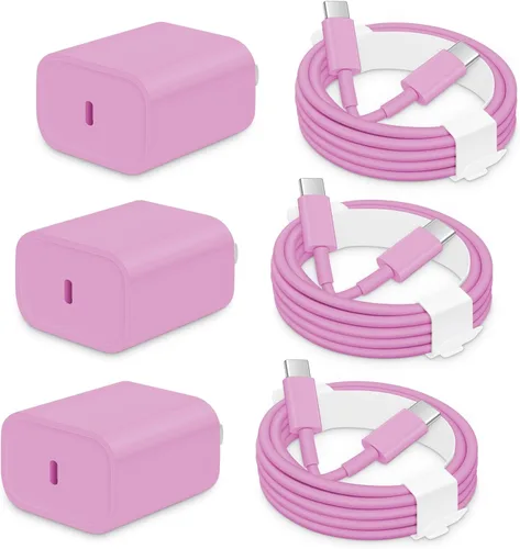 Vista 14 de Paquete de 3 bloques de carga rápida AISNI compatibles con iPhone 17, 16, 15, cargador USB C de carga rápida, cable de carga larga tipo C de 6 pies