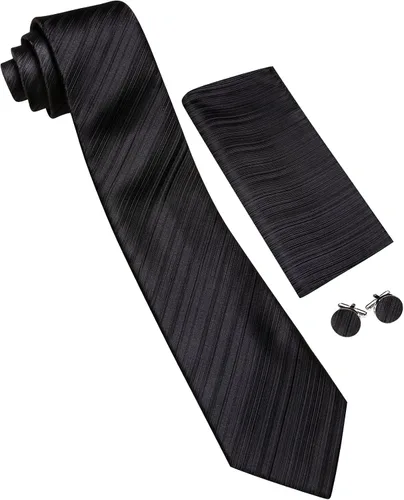 Vista 366 de Barry.Wang Juego de corbatas para hombre, corbata de seda a rayas, tejido a cuadros, gemelos formales, negocios, boda