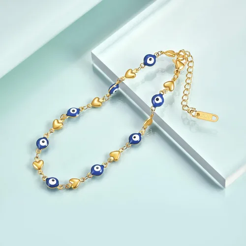 Vista 2 de Rnivida Tobillera chapada en oro para mujer, pulsera de tobillo de acero inoxidable 316L, cadena ajustable