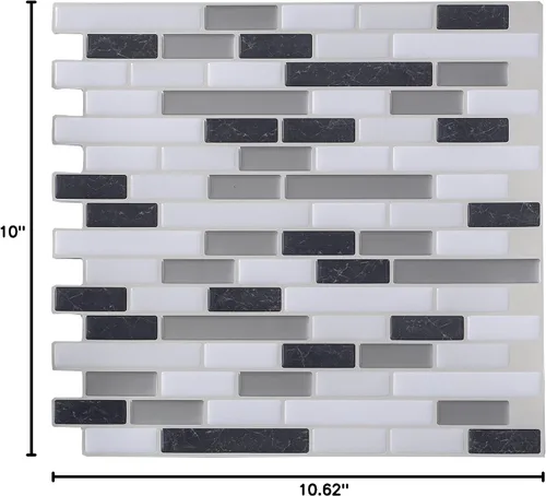 Vista 6 de Tack Tile Protector contra salpicaduras de vinilo para despegar y pegar (mosaico pequeño blanco)