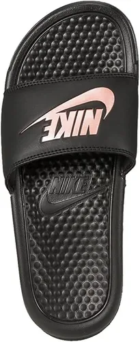 Vista 6 de Nike Sandalias Benassi Just Do It Slide para mujer (NEGROROSEORO, numeric_7), Negro, rosa, oro
