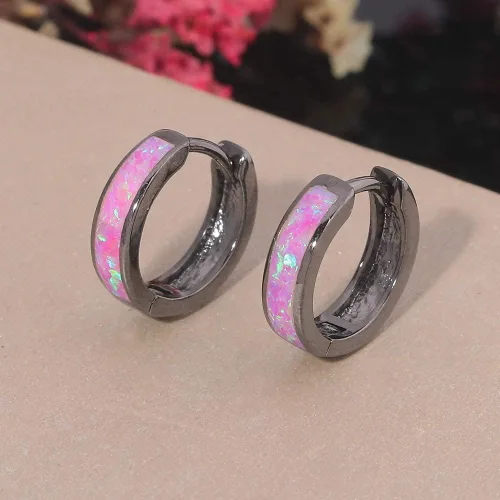 Vista 124 de CiNily Aretes Huggie de ópalo con bisagras, chapados en oro, hipoalergénicos, pequeños aretes de aro para mujeres, adolescentes, niñas, hombres