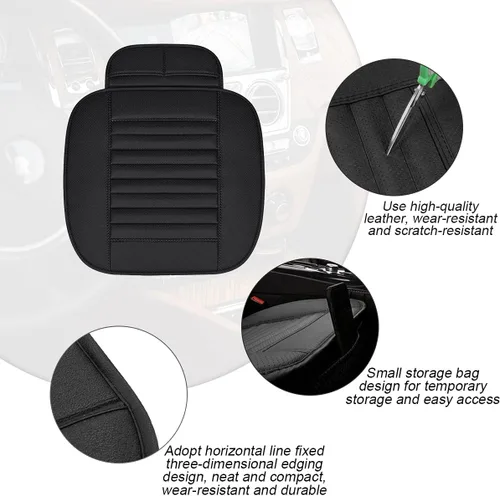 Vista 3 de 8sanlione Funda de cuero para asiento de automóvil, amortiguador/protector para asiento delantero de automóvil, funda de asiento transpirable