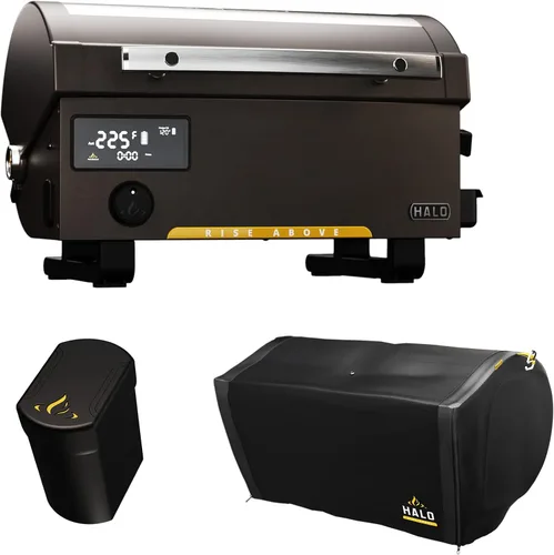 Vista 2 de HALO Paquete de parrilla de pellets con batería recargable Prime 300 con tapa y batería