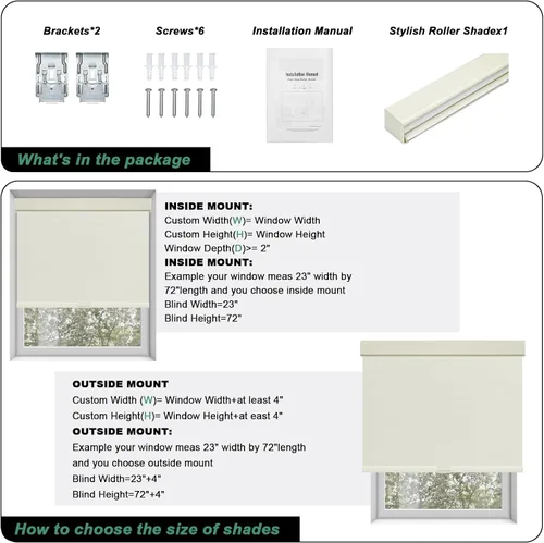 Vista 6 de Tonature Persianas Enrollables 100% Opacas para Ventanas, Persianas Enrollables sin Cordón con Protección UV Tela Jacquard, Oscurecimiento