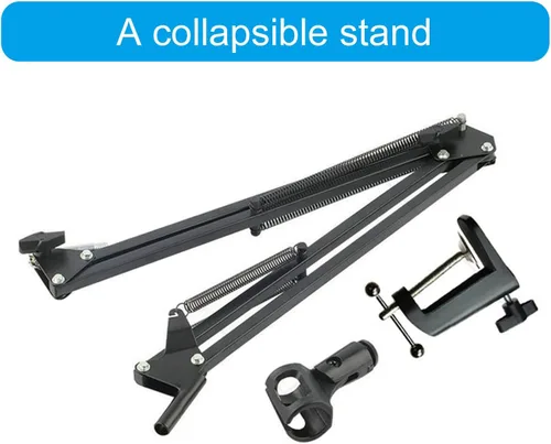 Vista 7 de NB35 Microphones Stand for Table Microphones Arm Swivels and MS089SV Microphones Shock Mount Silver for Track