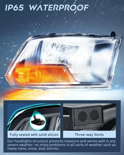 Vista 6 de Nilight Conjunto de faros delanteros para Dodge Ram 1500 2500 3500 2009 2010 2011 2012 modelo de doble haz, repuesto de faros originales