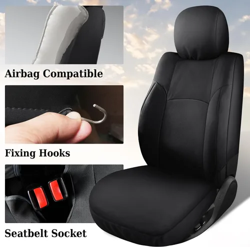 Vista 56 de Coverado Chevy Silverado - Juego completo de fundas de asiento de lona impermeables, apto para Silverado GMC Sierra 2007-2013 y 2019-2025 1500 Negro