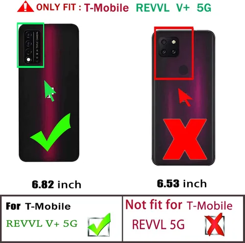 Vista 2 de Funda para T-Mobile REVVL V Plus 5G con [2 unidades] Protector de pantalla de vidrio templado, para TCL T-Mobile Revvl V+ 5G [grado militar] Negro