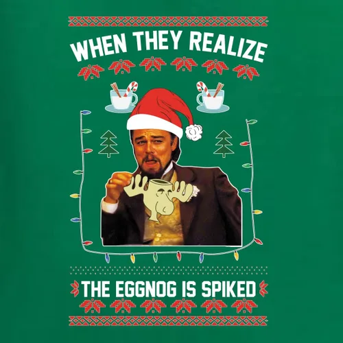 Vista 2 de Leo Laughing Dank Meme When They Realize The Eggnog is Spiked Ugly Christmas Sweater para hombre