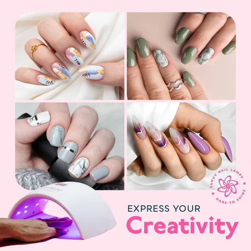 Vista 4 de SUNUV Lámpara UV para uñas, secador para esmalte de gel con sensor, 2 temporizadores y pantalla, SUN9X Plus, lámpara de uñas UV rosa