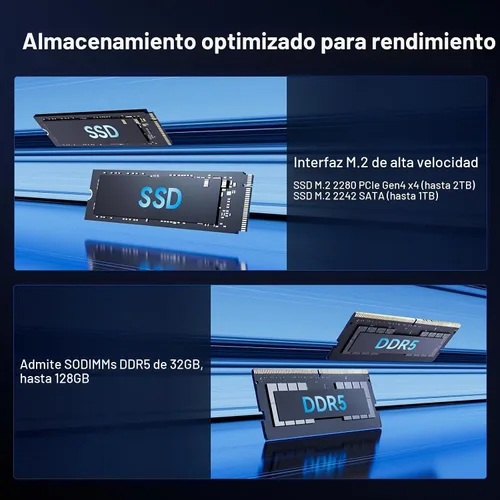 Vista 3 de Mini PC GEEKOM GT1 Mega AI, Intel Ultra9 185H (hasta 5.1 GHz) 32 GB DDR5+SSD de 2 TB Negro