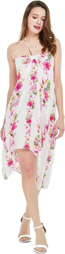 Vista 3 de Vestido hawaiano de Luau halter con estampado floral para mujer en flor