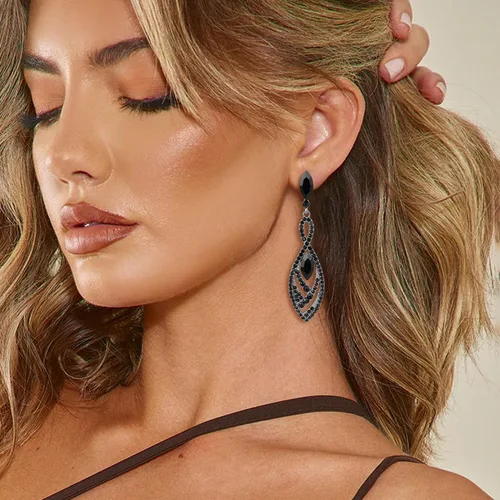 Vista 3 de BriLove Pendientes colgantes de cristal para mujer, diseño de lágrima con forma de lágrima