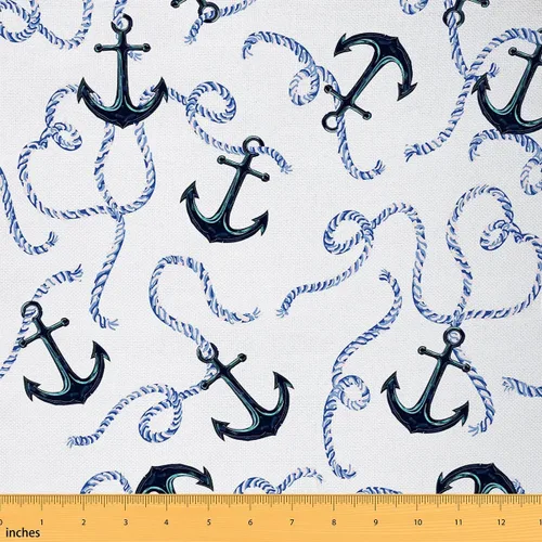 Vista 28 de Tela de lunares por yarda, tela de decoración de puntos redondos para suministros de costura, telas de estilo moderno y simple para tapicería y Azul