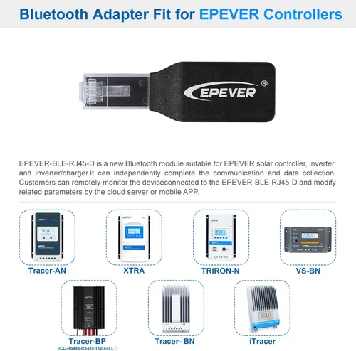 Vista 3 de EPEVER Adaptador BLE para controlador de carga MPPT, compatible con la aplicación Android/iOS 2023Nueva versión (EPEVER-BLE-RJ45-D)
