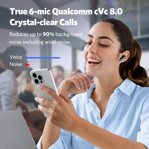 Vista 7 de EarFun Auriculares inalámbricos 2S gratis, auriculares Bluetooth con graves profundos Air Pro 3 Auriculares con cancelación de ruido, sonido