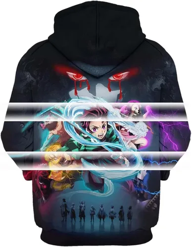Vista 2 de Rafigurante 3D Anime Hoodie Men's Women Sweatshirt Unisex Long Sleeve Pullover Pocket Hoodie