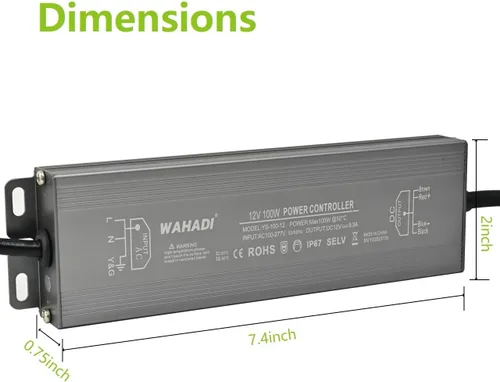 Vista 6 de Controlador de fuente de alimentación LED de 100 W, 100-277 V CA a 12 V CC 8.3 A, convertidor de transformador de salida de bajo voltaje