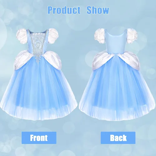 Vista 3 de Princess Tinker Bell Halloween Costume for Girls, Birthday Party Fairy Dress Up, Special Occasion Dress with Wings