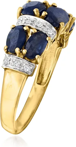 Vista 3 de Ross-Simons 2.80 ct. t.w. Sapphire Ring With Diamond Accents in 14kt Yellow Gold