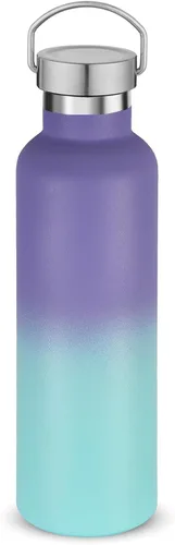 Vista 47 de Volhoply 24 onzas Botella de agua aislada con boca estándar con tapa de combinación de plástico y acero inoxidable, botellas de agua de 304 18/8