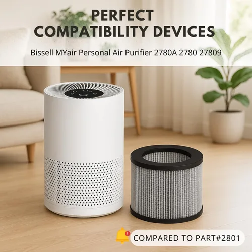 Vista 3 de Nispira Filtro de carbón activado HEPA 3 en 1 para purificador de aire personal Bissell MYair 2780A 2780 27809, comparado con la parte 2801.