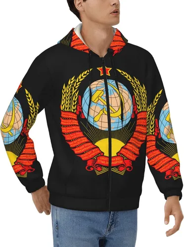 Vista 2 de Escudo de armas de la Unión Soviética Sudaderas hombres mujer sudadera con cremallera completa Sudadera con capucha