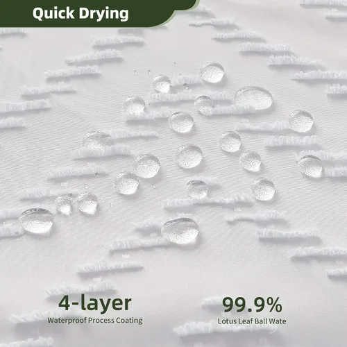 Vista 11 de Cortina de ducha Siiluminisoy de 36x72 beige, cortina de ducha de tela de tamaño pequeño, cortinas de ducha de tela con tufting, diseño chevron a