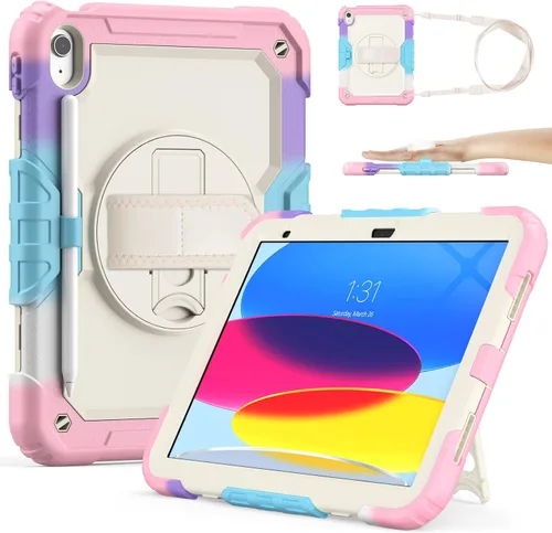 Vista 12 de SIBEITU Funda compatible con iPad de 9ª/8ª/7ª generación con protector de pantalla para bolígrafo, funda para iPad de 10.2 pulgadas, funda