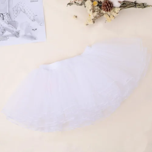 Vista 5 de Falda tutú para niñas, faldas elásticas de ballet de 4 capas, tutú de tul para niños pequeños